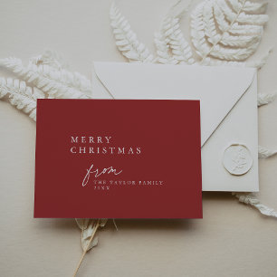 DARCY Red Unique Boho DIY Modern Merry Christmas Holiday Card