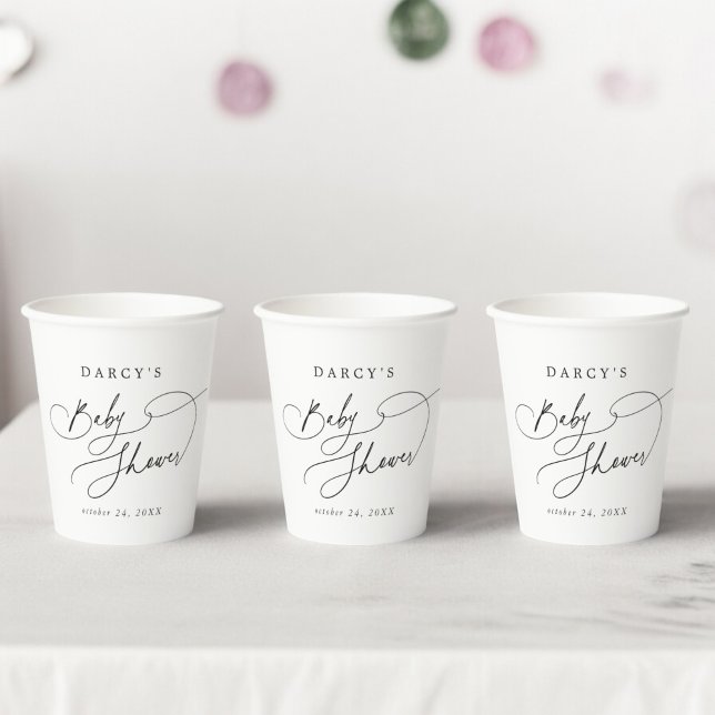 DARCY Unique Classic Boho Black White Baby Shower Paper Cups (DARCY Unique Classic Boho Black White Baby Shower Paper Cups)