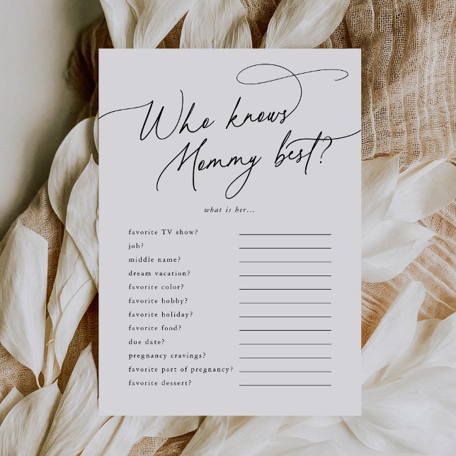 DARCY Who Knows Mummy Best Baby Shower Game Card (DARCY Who Knows Mommy Best Baby Shower Game Card)