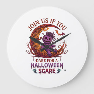 Dare Halloween Scare Purple Voodoo Doll Crescent M Large Clock