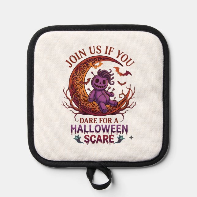 Dare Halloween Scare Purple Voodoo Doll Crescent M Pot Holder (Front)