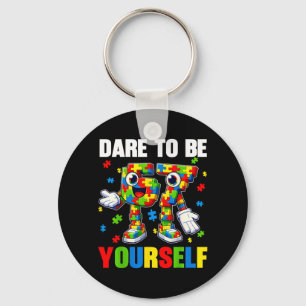 Dare to Be 67 Six Seven Puzzle Autism Awareness Key Ring