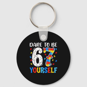 Dare to be 67 six seven puzzle autism awareness key ring