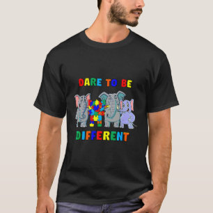 Dare To Be Different Autism Awareness Elephant Puz T-Shirt