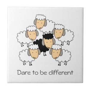 Dare To Be Different Black Sheep Ceramic Tile