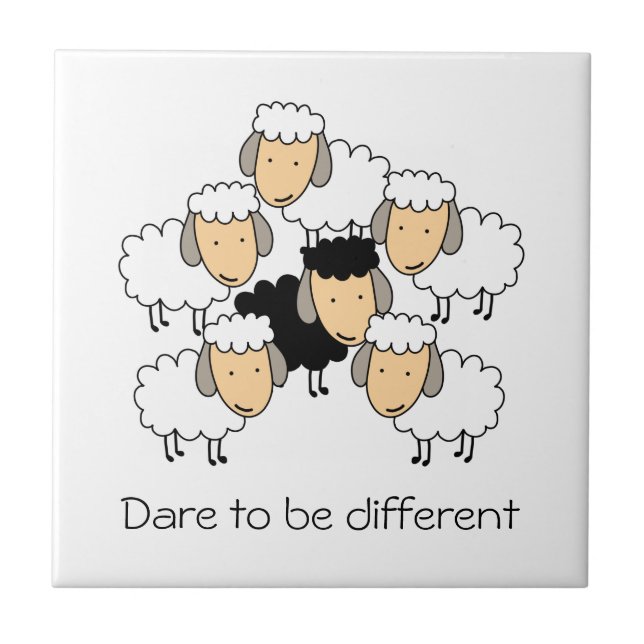 Dare To Be Different Black Sheep Ceramic Tile (Front)