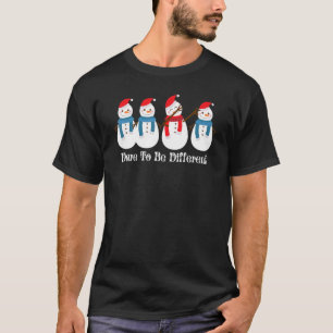 Dare To Be Different Christmas Dabbing Snowman T-Shirt