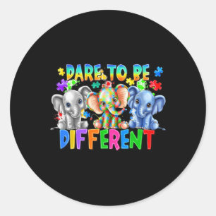 Dare To Be Different Cute Elephant Autism Awarenes Classic Round Sticker