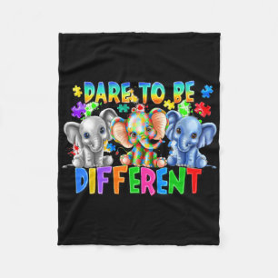 Dare To Be Different Cute Elephant Autism Awarenes Fleece Blanket