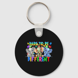 Dare To Be Different Cute Elephant Autism Awarenes Key Ring