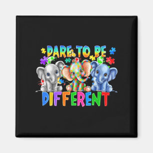 Dare To Be Different Cute Elephant Autism Awarenes Magnet