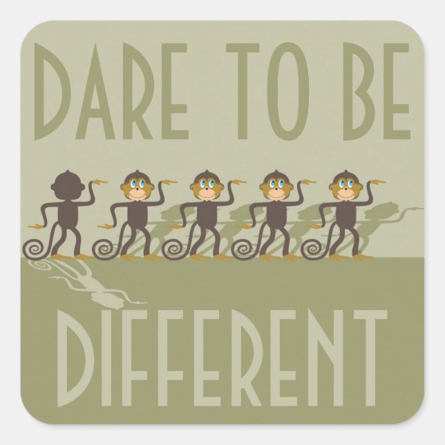Dare to be different, monkeys, safari square sticker (Front)