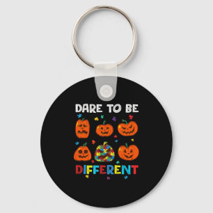 Dare To Be Different Pumpkin Autism Halloween Key Ring