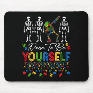 Dare To Be Yourself Autism Awareness Dabbing Skele Mouse Pad
