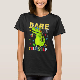 Dare To Be Yourself Autism Awareness Dinosaur Kids T-Shirt