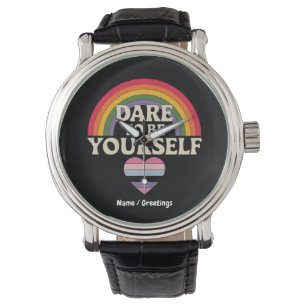 Dare To Be Yourself Autism Awareness Rainbow Gift  Watch