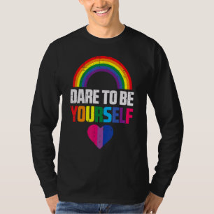 Dare To Be Yourself Bisexual Heart Cute Bi Pride F T-Shirt