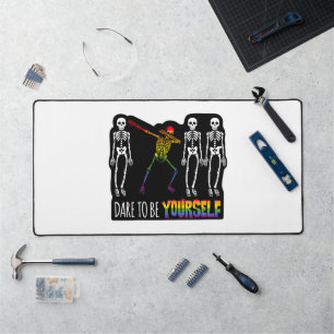 Dare To Be Yourself Halloween Dabbing Skeleton Desk Mat