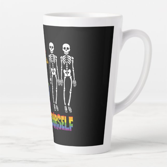 Dare To Be Yourself Halloween Dabbing Skeleton Pop Latte Mug (Right)