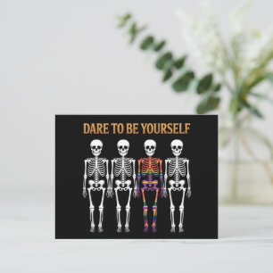 Dare To Be Yourself Skeleton Cute LGBT Pride Gift  Postcard