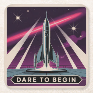Dare To Begin Square Paper Coaster