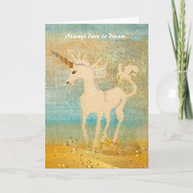Dare to Dream Happy Birthday Unicorn Card (Front)