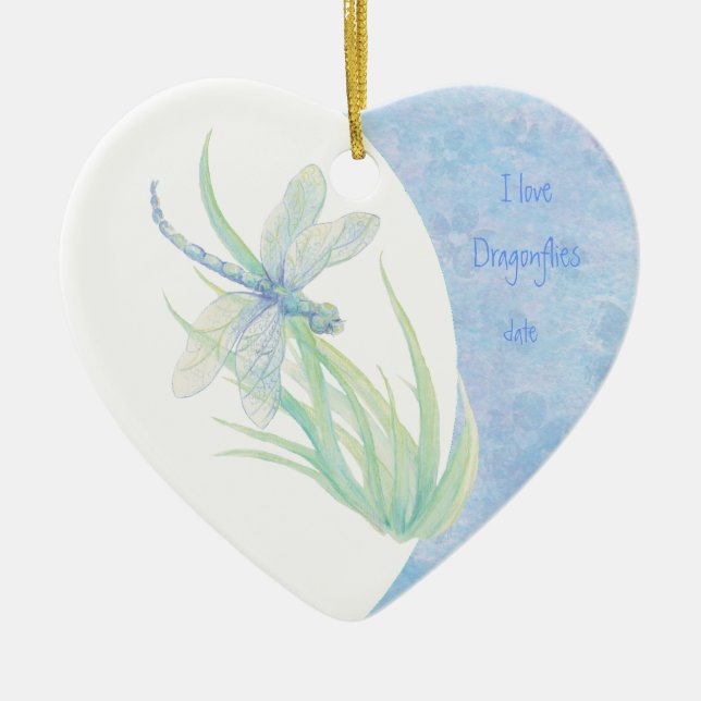 Dare to Dream Motivational Dated love Dragonflies Ceramic Ornament (Front)