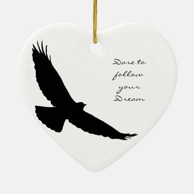 Dare to follow your Dream Hawk Silhouette Ceramic Ornament (Back)