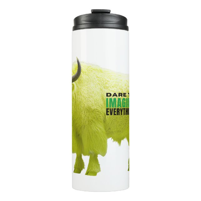Dare to Imagine Everything Yellow Bison Tumbler (Front)