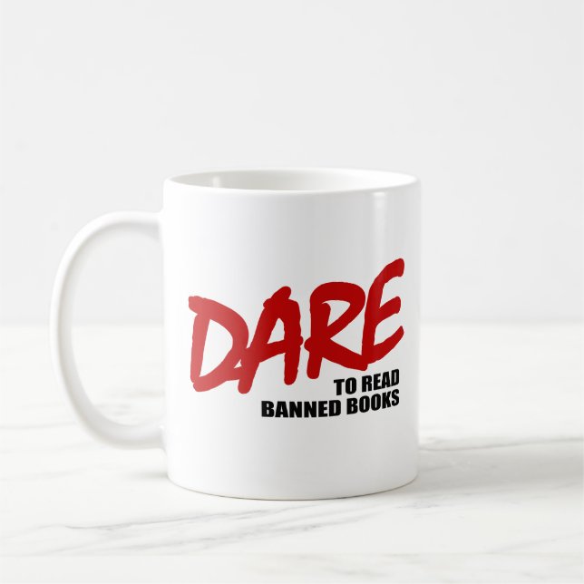 DARE to read banned books Coffee Mug (Left)