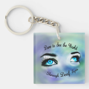 Dare to See the World...square acrylic keychain