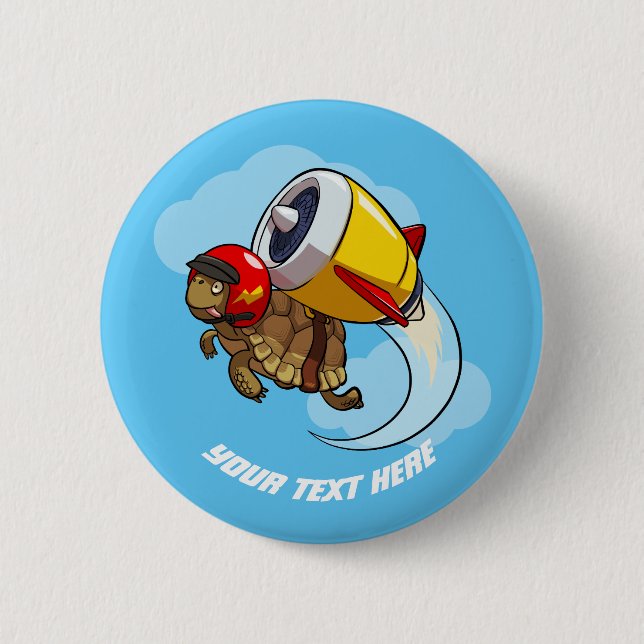 Daredevil Flying Tortoise with a Jet Pack Cartoon 6 Cm Round Badge (Front)