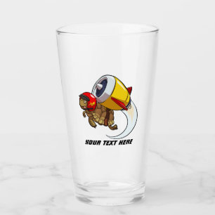 Daredevil Flying Tortoise with a Jet Pack Cartoon Glass