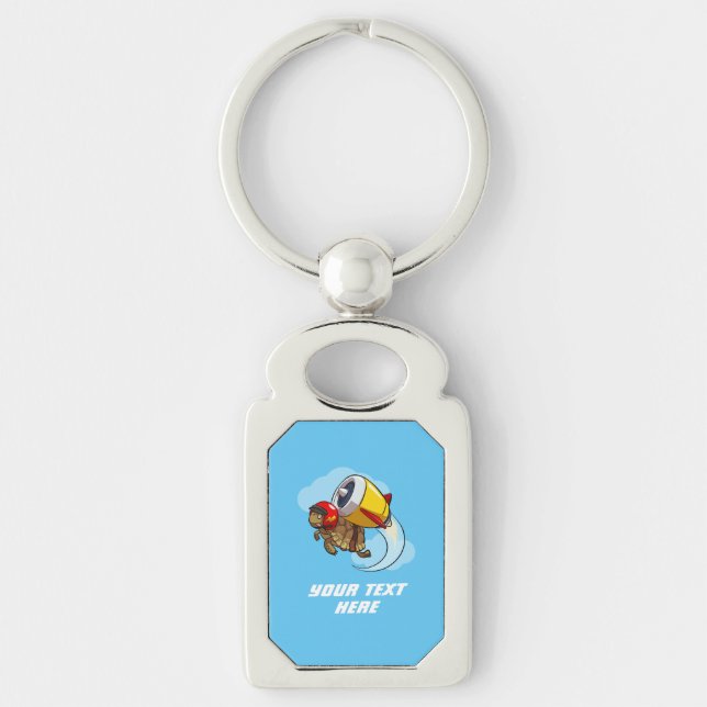 Daredevil Flying Tortoise with a Jet Pack Cartoon Key Ring (Front)