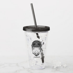 Daredevil Pig Add Your Name Acrylic Tumbler