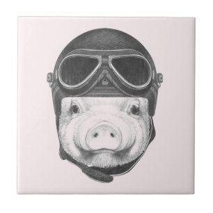 Daredevil Pig Ceramic Tile