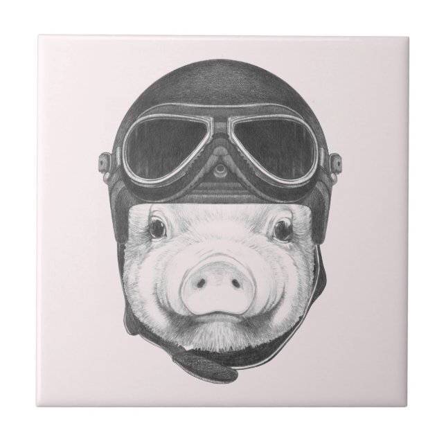 Daredevil Pig Ceramic Tile (Front)