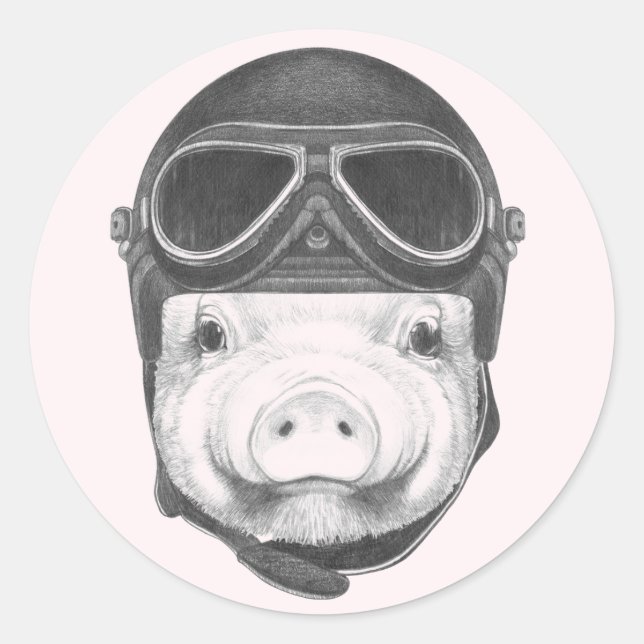 Daredevil Pig Classic Round Sticker (Front)