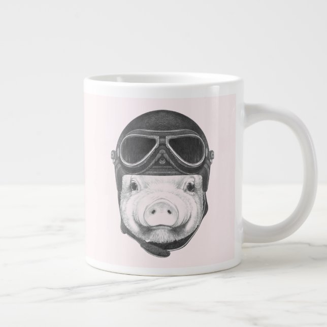 Daredevil Pig Large Coffee Mug (Right)
