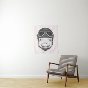 Daredevil Pig Tapestry