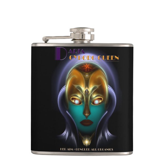 Daria Cyborg Queen 6oz Vinyl Wrapped Flask (Front)