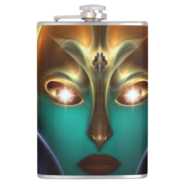 Daria Cyborg Queen Tech 8oz Vinyl Wrapped Flask (Front)