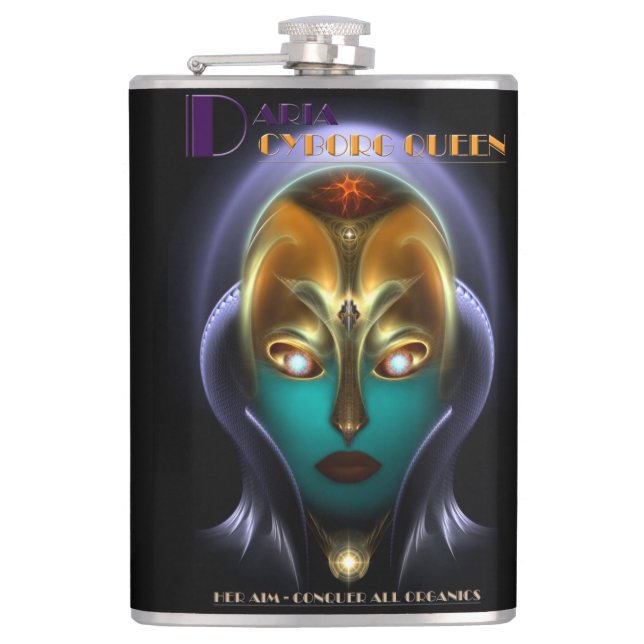 Daria Cyborg Queen Vinyl Wrapped 8oz Flask (Front)