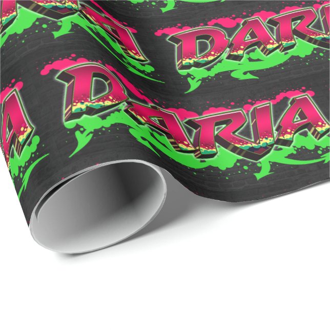 Daria First Name Name Graffiti red green Wrapping Paper (Roll Corner)
