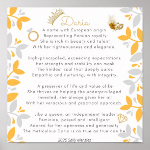 "Daria" Name Poem Poster