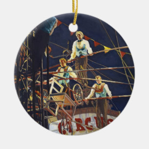 Daring Flying Wallendas Trapeze Circus Act Ceramic Ornament