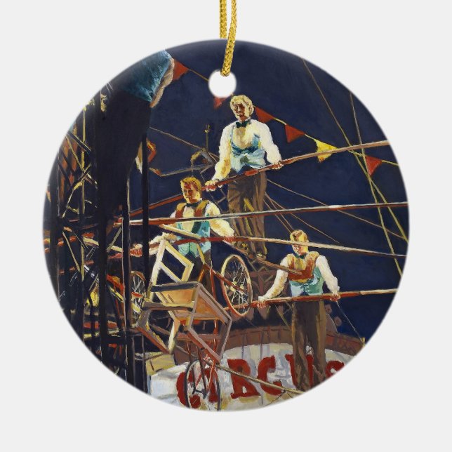 Daring Flying Wallendas Trapeze Circus Act Ceramic Ornament (Front)