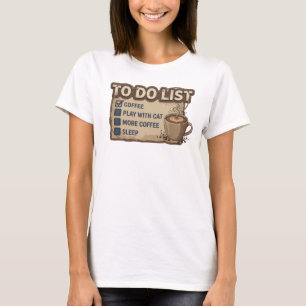 Daring Pink COFFEE PLAY WITH CAT Statement Design T-Shirt