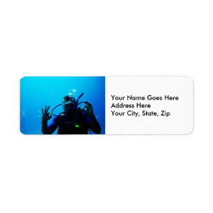 Daring Scuba Diver Return Address Label