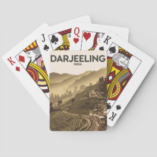 Darjeeling India Illustration Travel Art Vintage Playing Cards
